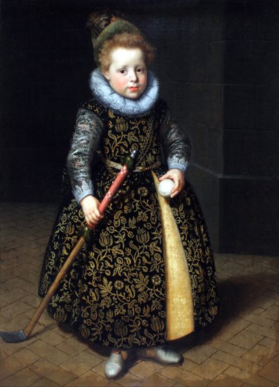 Portrait of a Four-Year-Old Boy with a Club and Ball by Paulus Moreelse